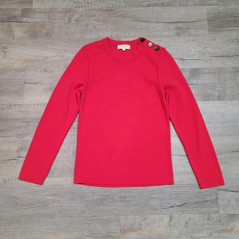 La Maille Sezane Paris US Size 10 Cotton Rib Knit Button Long Sleeve Top